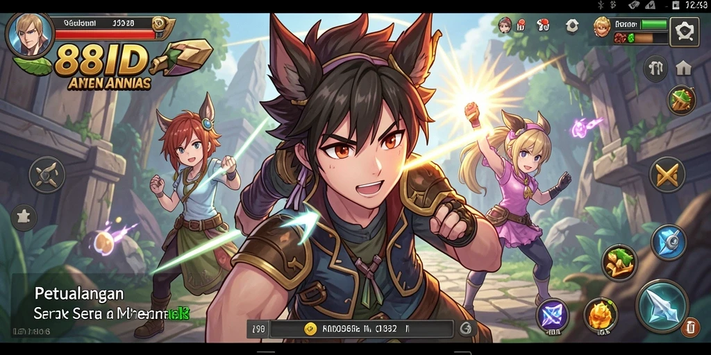 Screenshot permainan 88ID menampilkan aksi karakter anime yang seru.