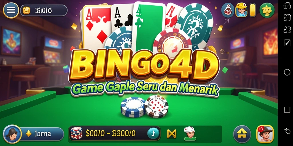 Tampilan gameplay seru BINGO4D dengan fitur Gaple yang menarik.