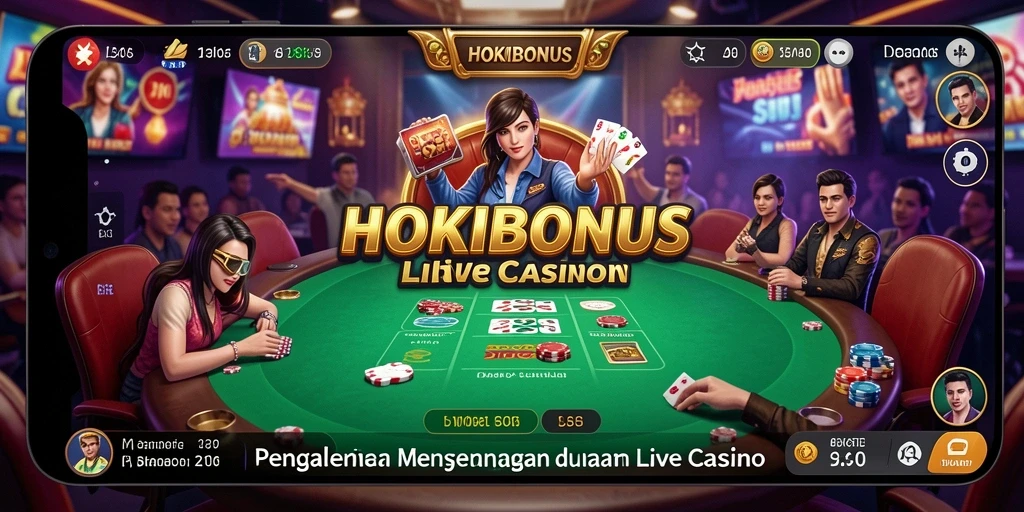 Tampilan gameplay HOKIBONUS dalam mode Live Casino yang seru dan interaktif.