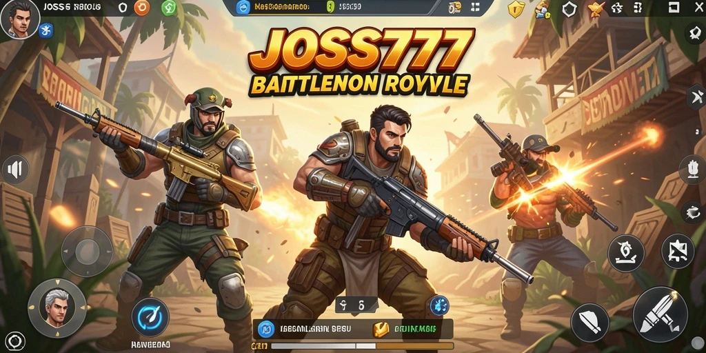 Screenshot JOSS777 menampilkan aksi seru di arena Battle Royale.