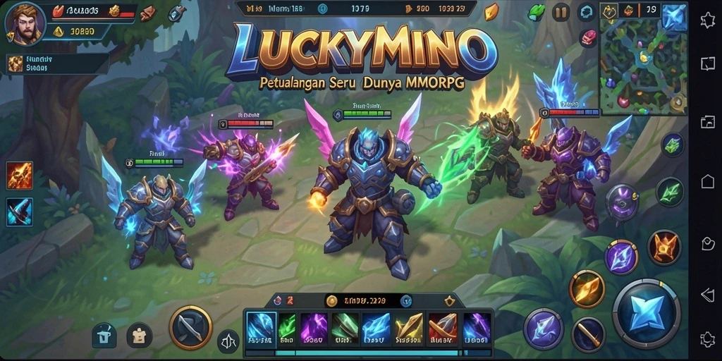 Tampilan gameplay epik di dunia petualangan LUCKYMINO.