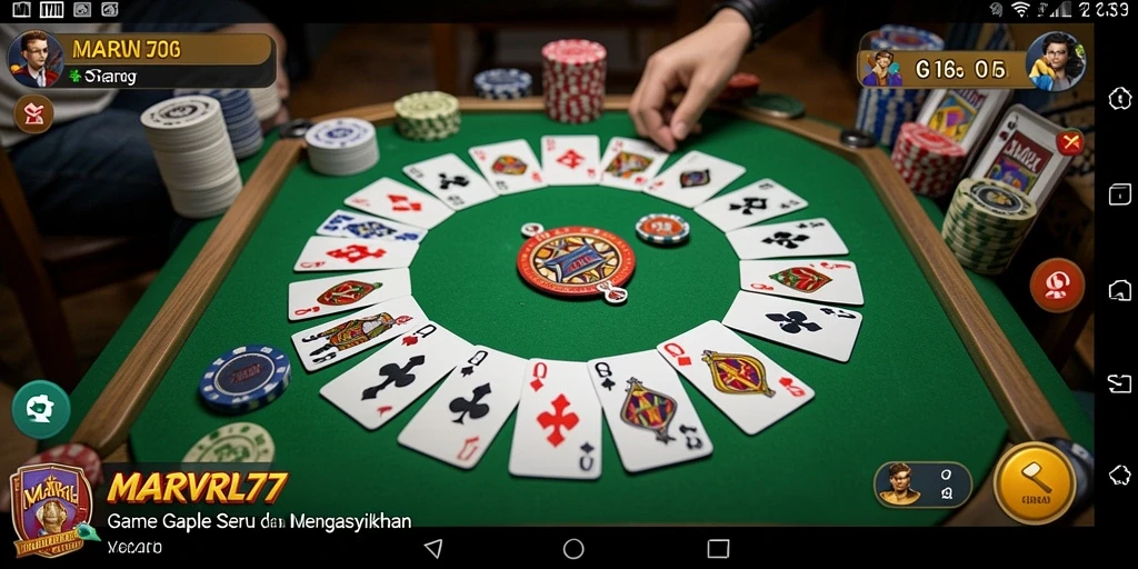 Tampilan menarik gameplay Gaple di MARVRL77.