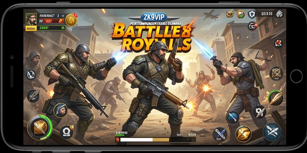 Screenshot gameplay ZK9VIP menampilkan momen mendebarkan pertempuran Battle Royale.